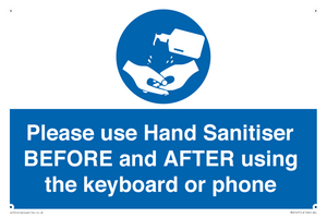 Please use Hand Sanitiser BEFORE and AFTER using the keyboard or phone